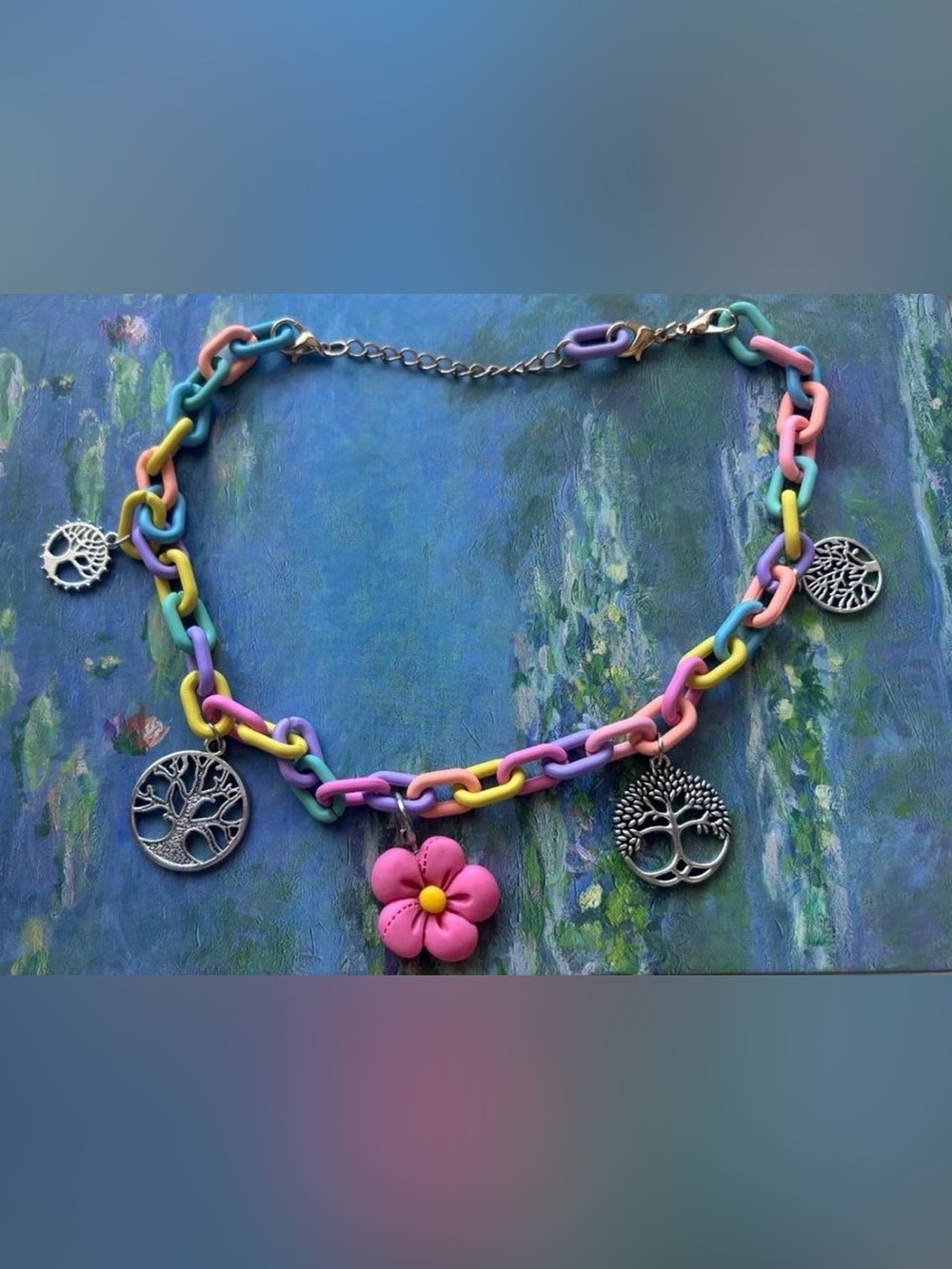 pastel rainbow chain choker <3